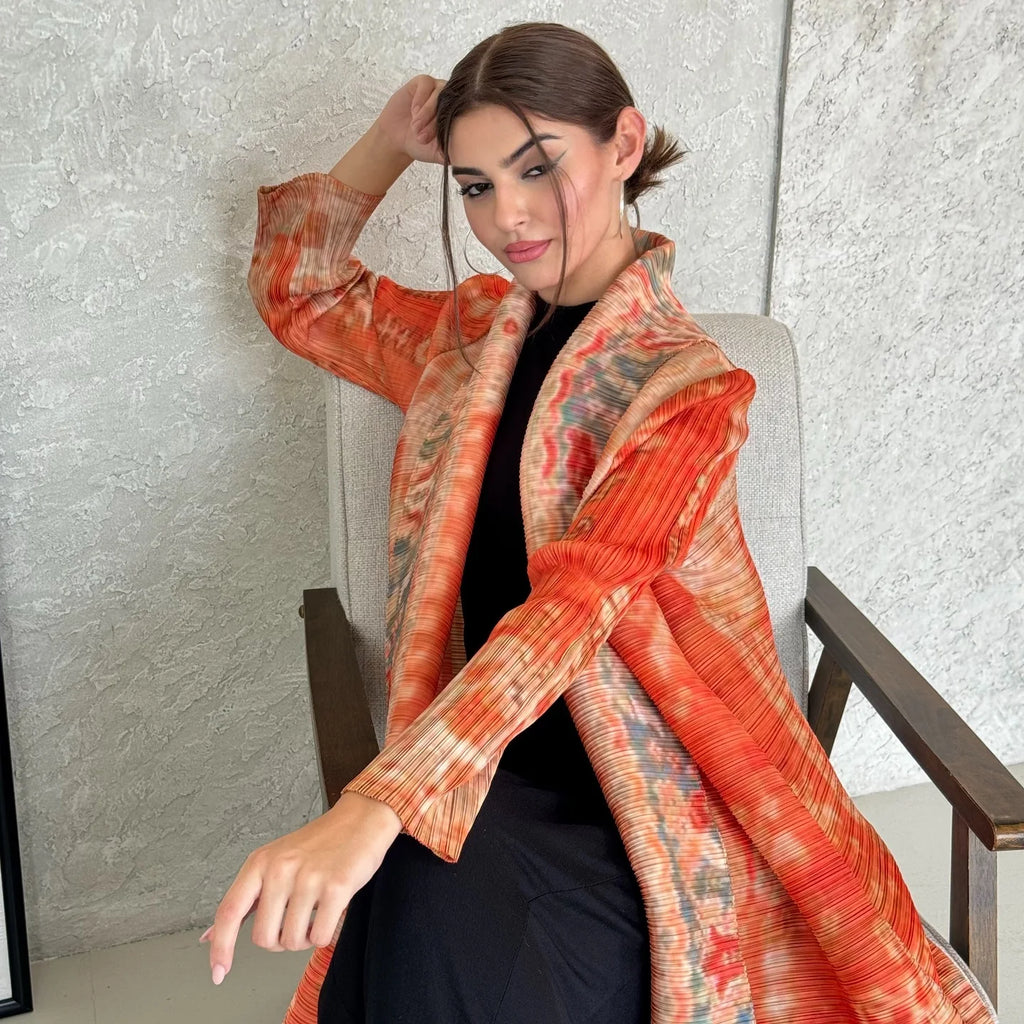 Abayas for Women Miyake Pleated New High Quality Women's Robe Cardigan Loose Lengthened Tie Design Luxury Abaya 2025 Summer New