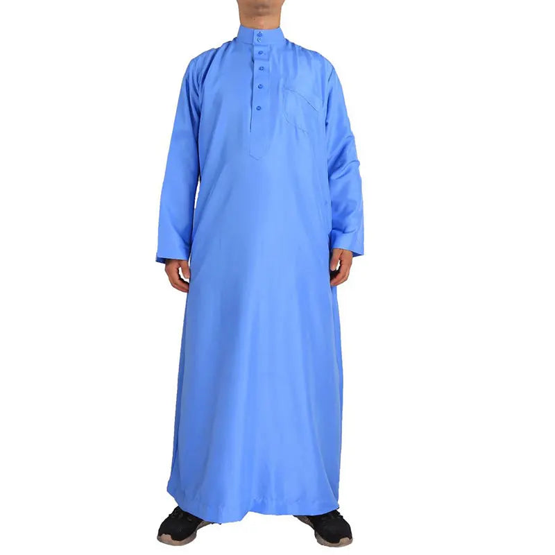 A retro long-sleeve Arab robe designed for comfort and dignity. Perfect for prayers, gatherings, and everyday wear.