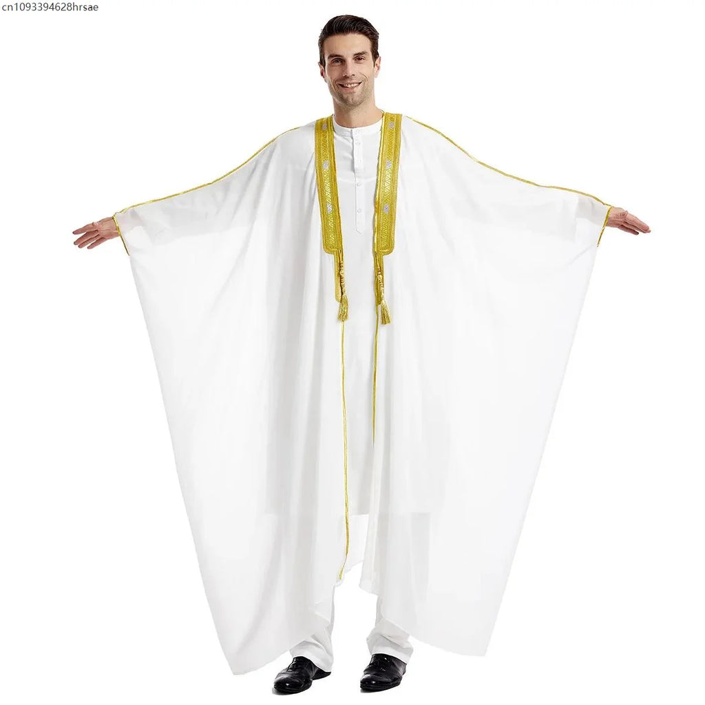 Islamic Clothing Men Robe Arabic Costumes Kaftan Muslim Man Moroccan Casual Long Dress Striped Middle East National Costume