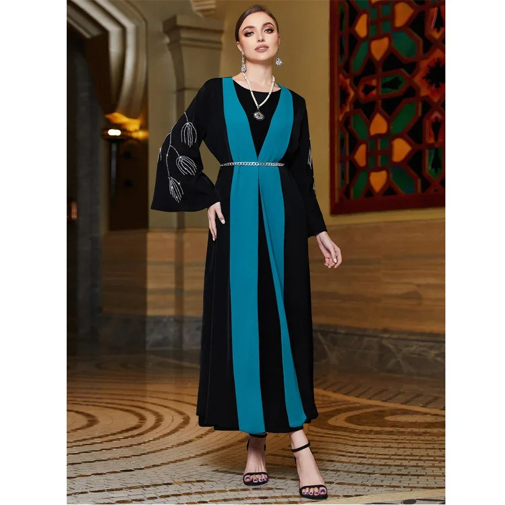 Femme Musulman Lounge Vestidos Morocco Kaftan Women Muslim Diamond Party Dress Eid Kebaya Islamic Jalabiya Ramadan Abaya Kimono