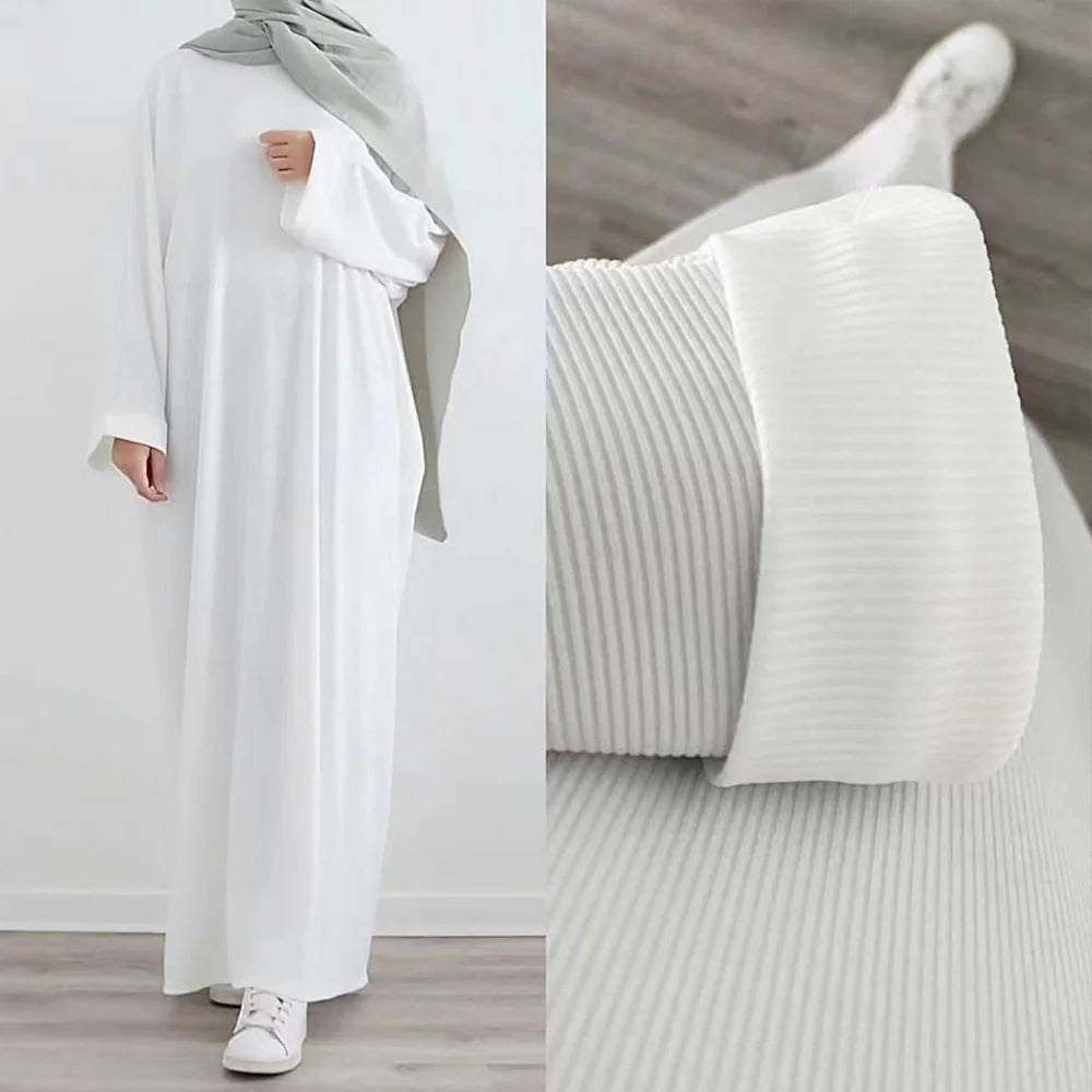 Modest Rib Knit Abaya Dress Muslim Women Clothing, Casual Hijabi Robe Ramadan Eid Dubai Turk Islamic Maxi Dress All-Season Wear