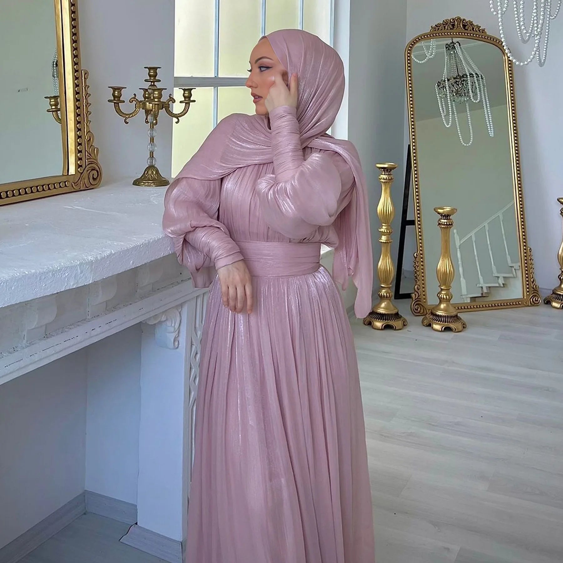 Eid Women Party Dress Abaya Muslim Silky Jalabiya Ramadan Vestidos Largos Dresses Arab Long Robe Morocco Dubai Kaftan Elegant