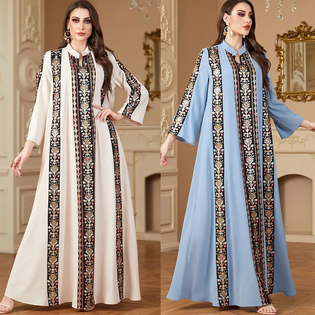 Elegant Abaya Embroidery Muslim Dress for Women Dubai Kaftan Eid Djellaba Caftan Marocain Femme Jalabiya Islam Clothing Vestidos