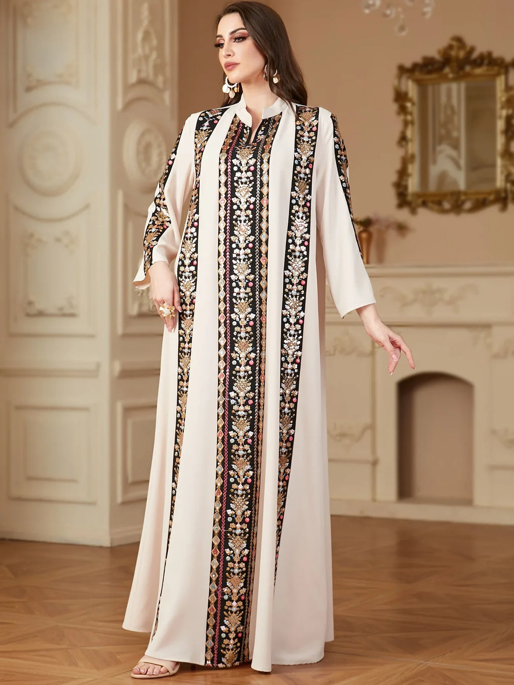 Elegant Abaya Embroidery Muslim Dress for Women Dubai Kaftan Eid Djellaba Caftan Marocain Femme Jalabiya Islam Clothing Vestidos