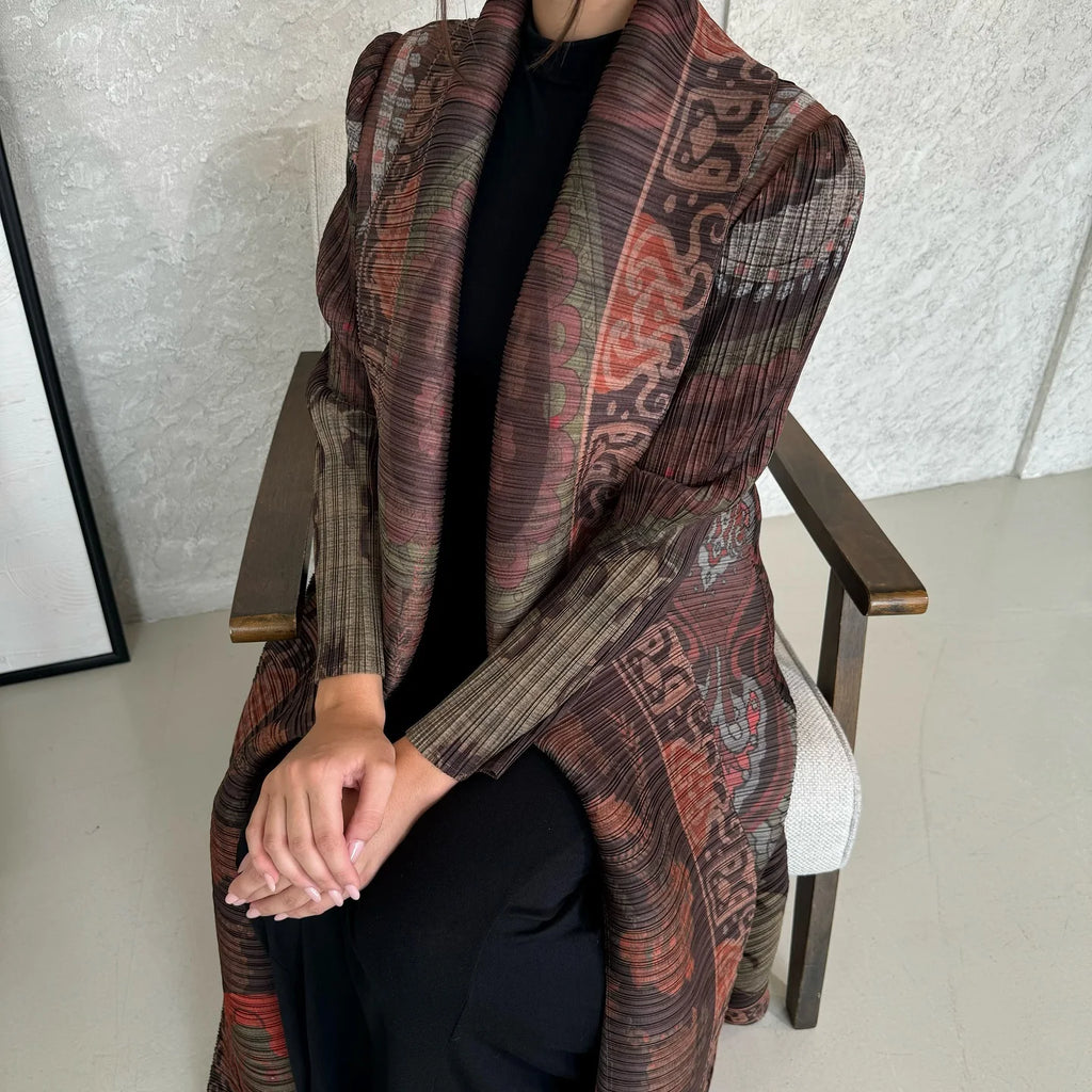 Abayas for Women Miyake Pleated New High Quality Women's Robe Cardigan Loose Lengthened Tie Design Luxury Abaya 2025 Summer New