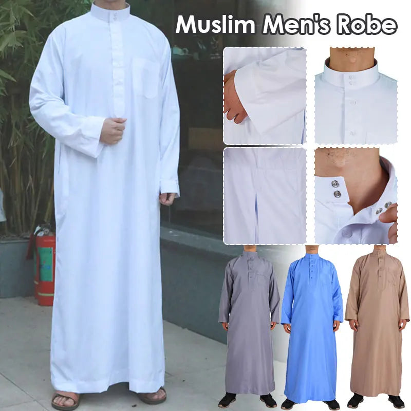 A retro long-sleeve Arab robe designed for comfort and dignity. Perfect for prayers, gatherings, and everyday wear.