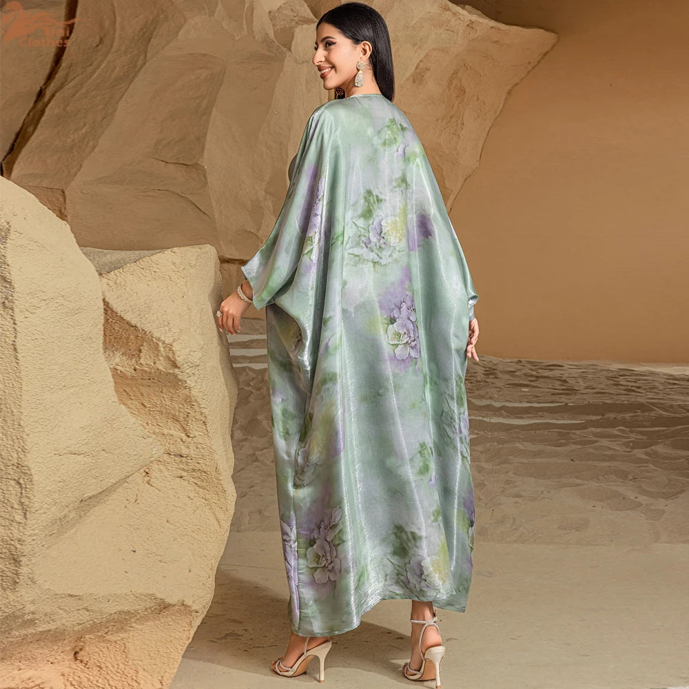 Ramadan Maxi Satin Abaya Dubai Prayer Clothes Women Modest Muslim Evening Dresses Caftan Marocain Robe Femme Musulmane Kaftan