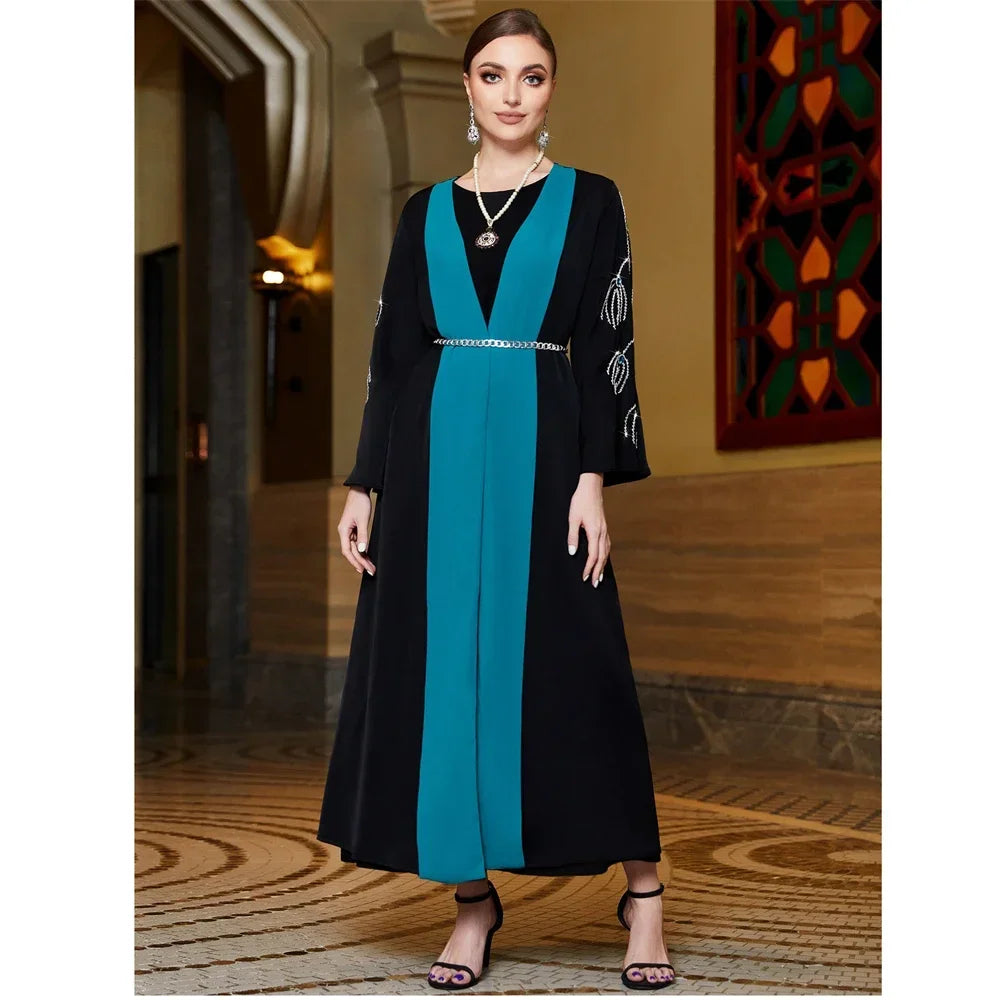 Femme Musulman Lounge Vestidos Morocco Kaftan Women Muslim Diamond Party Dress Eid Kebaya Islamic Jalabiya Ramadan Abaya Kimono