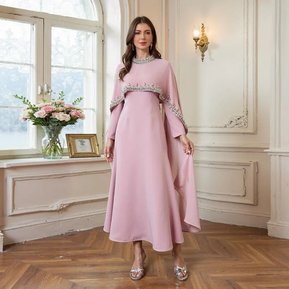 Eid Muslim Vestidos Women Abaya Jalabiya Party Arab Long Robe Beading Ramadan Morocco Dubai Abayas Kaftan Islam Elegant Dresses