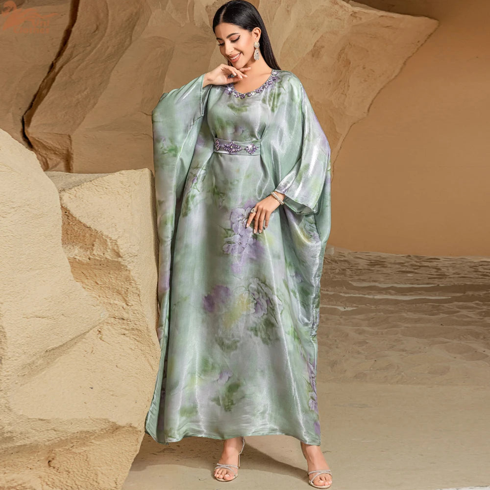 Ramadan Maxi Satin Abaya Dubai Prayer Clothes Women Modest Muslim Evening Dresses Caftan Marocain Robe Femme Musulmane Kaftan