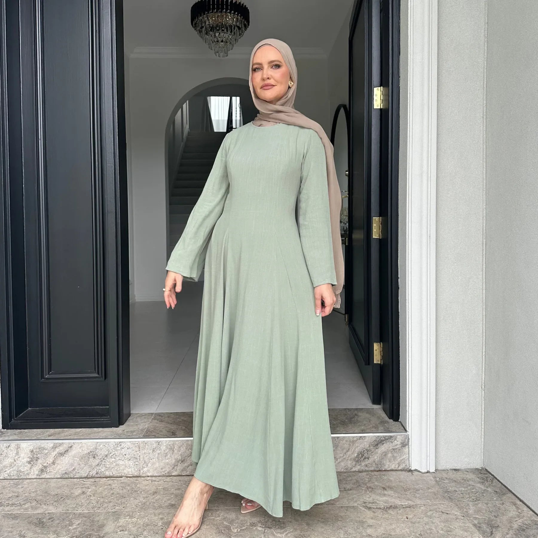 Saudi Arabia Muslim Women Modest Dress Eid Ramadan Djellaba Long Robe Dubai Abayas Islamic Kaftan Caftan Turkey Lace-up Clothes