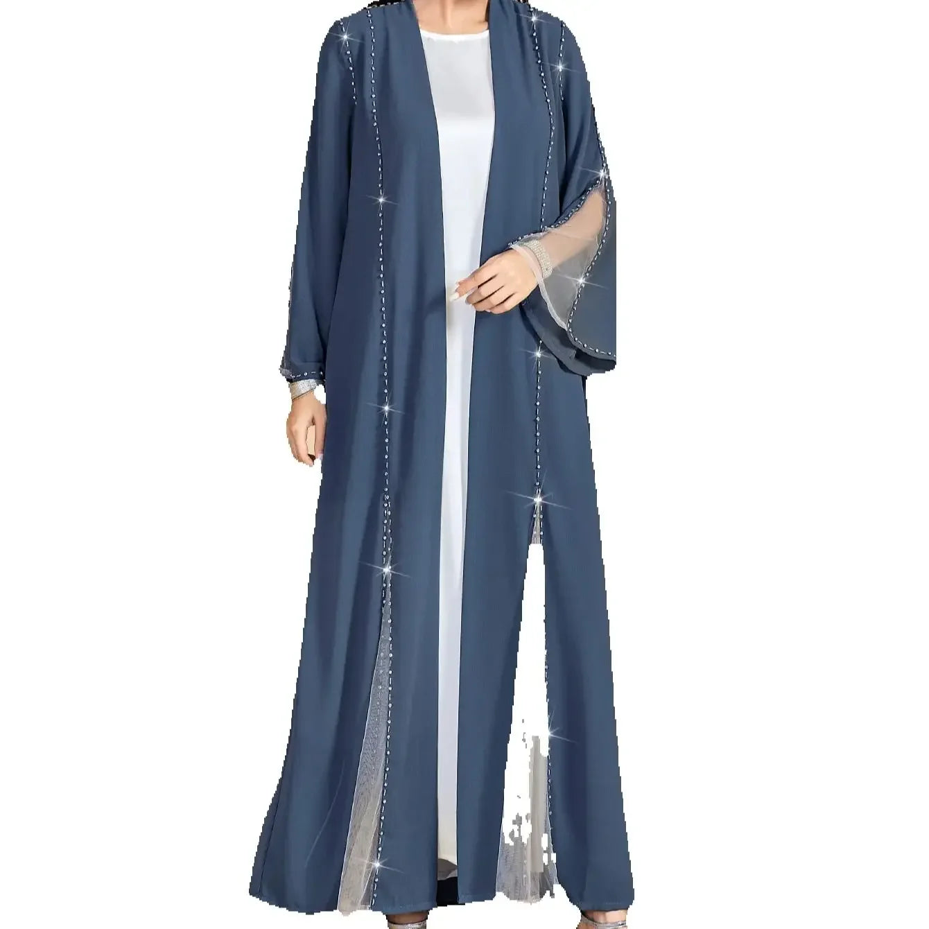 Dubai Diamonds Open Abaya Turkey Kaftan Eid Muslim Women Long Dress Caftan Marocain Femme Robe Islam Jalabiya Kimono Cardigan