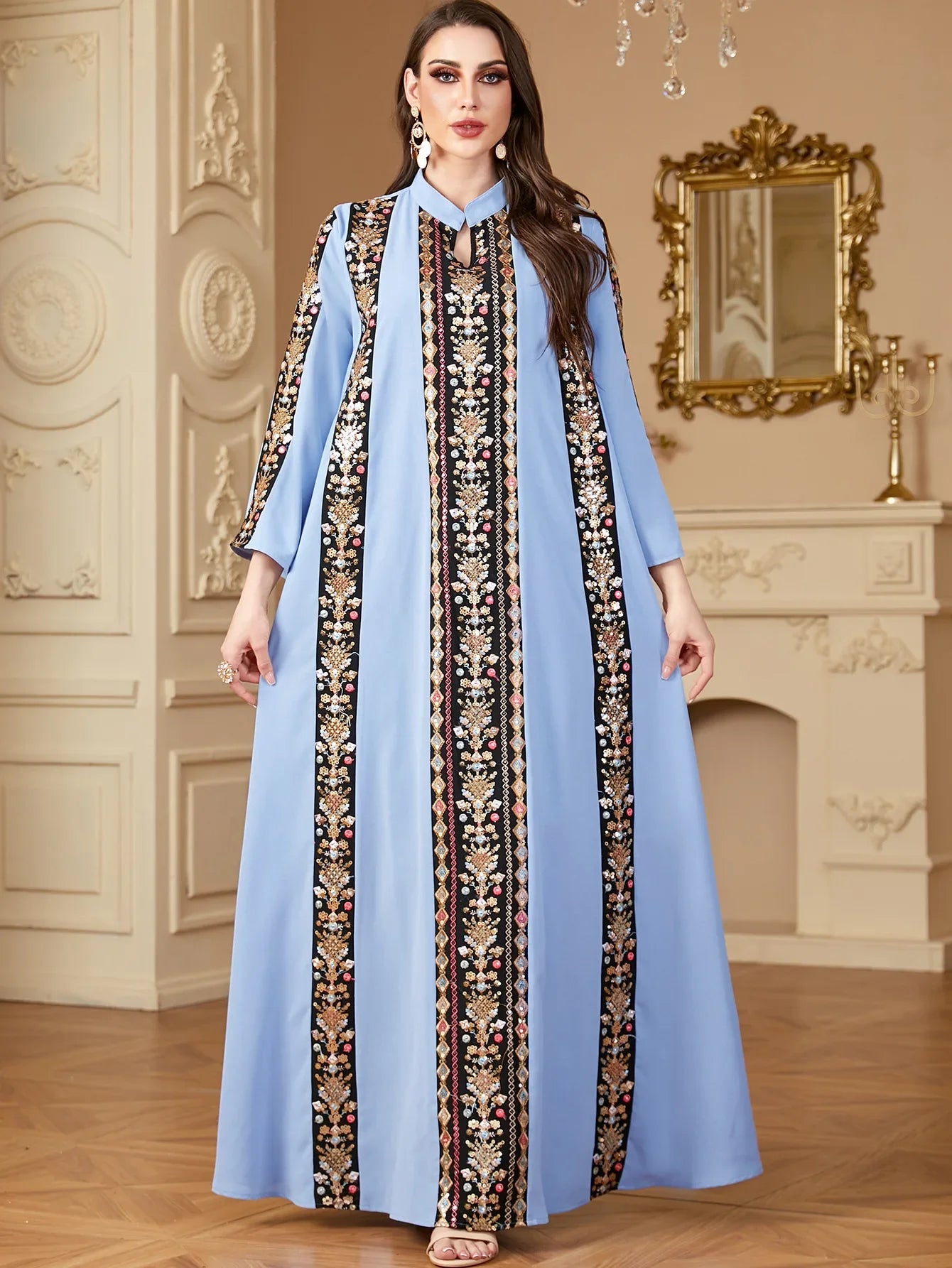 Elegant Abaya Embroidery Muslim Dress for Women Dubai Kaftan Eid Djellaba Caftan Marocain Femme Jalabiya Islam Clothing Vestidos