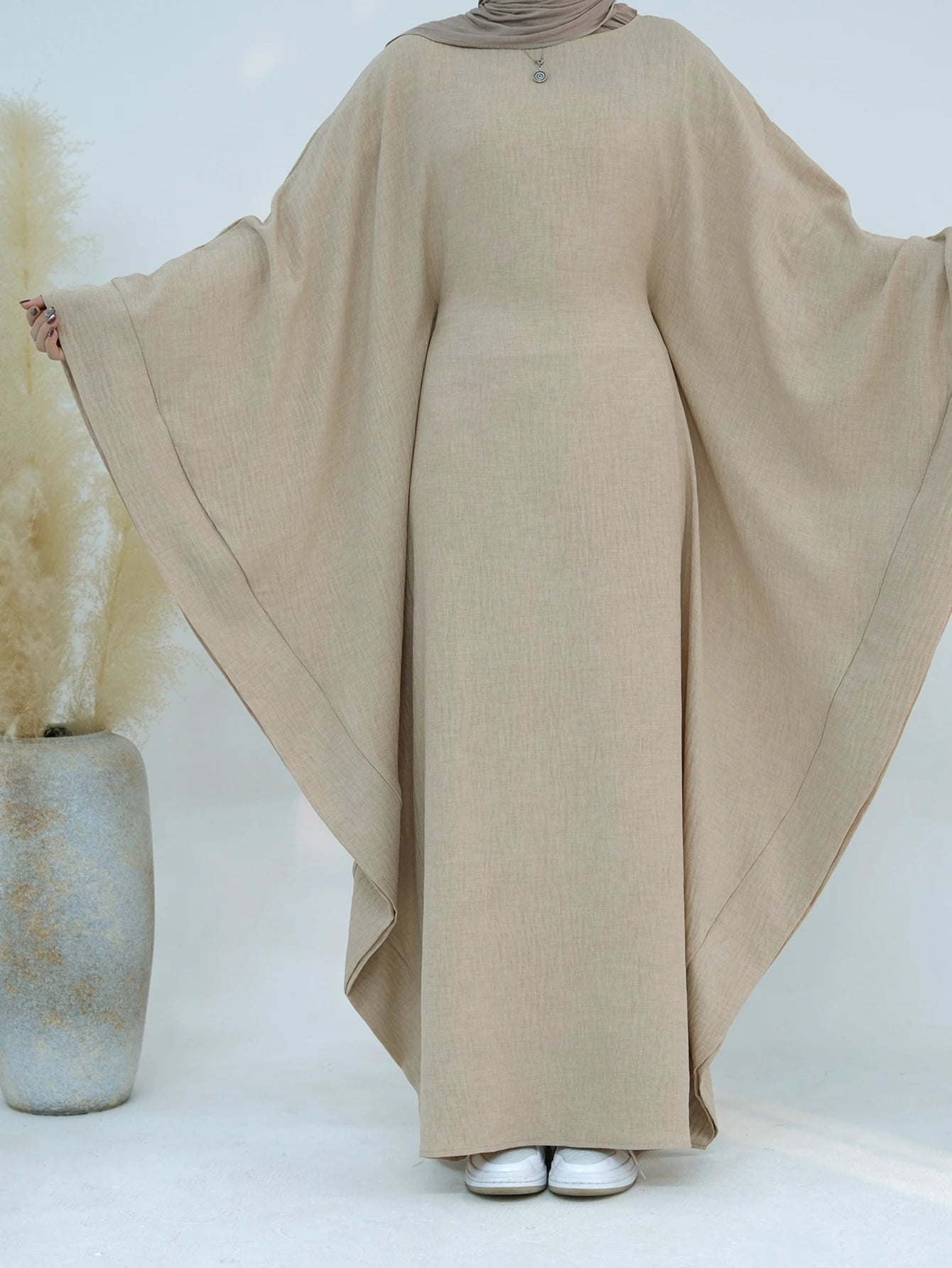 2025 Dubai Eid Ramadan Kaftan Batwing Sleeve Prayer Robe Abaya Muslim Casual Dress Elegant Modest Women Clothes Female Musulmane