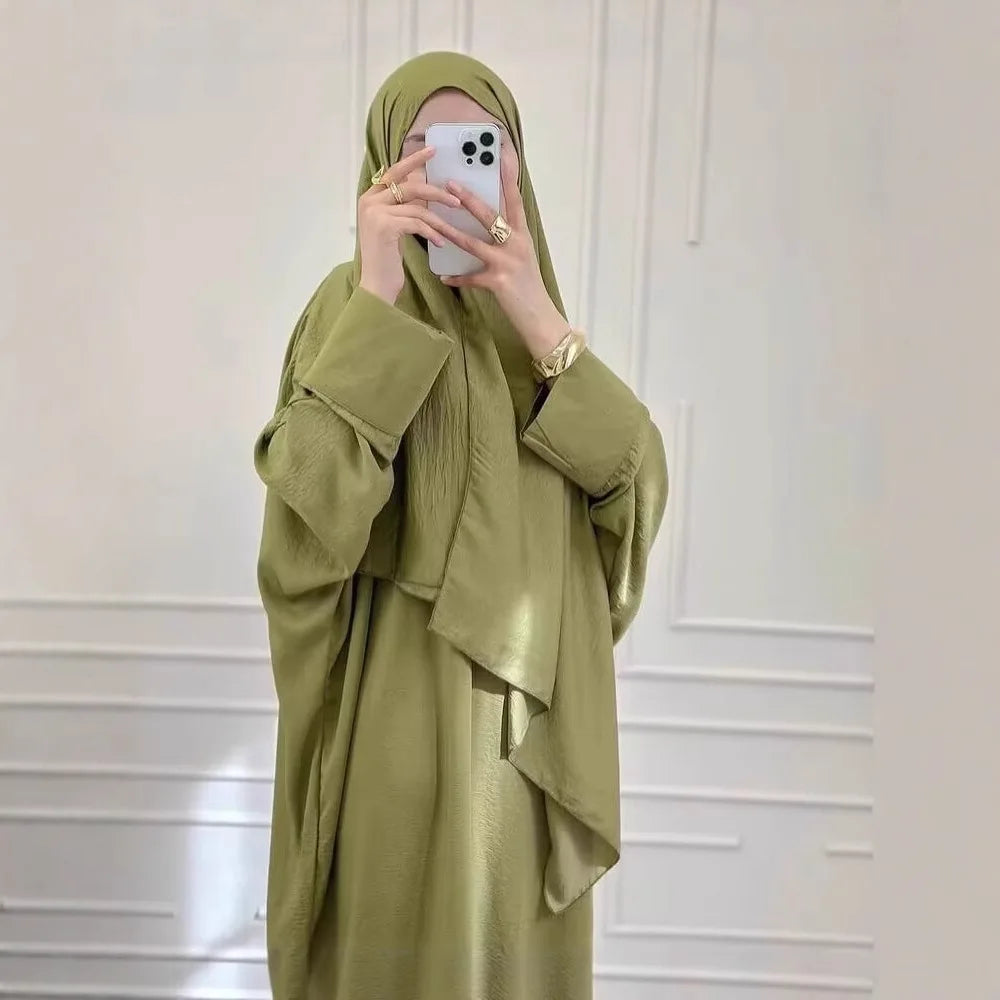 Women Muslim Modest Closed Crinkle Dresses Hijab Long Sleeve Abaya Kaftan Islamic Eid Clothes Dress Musulmane Femme Vestidos New