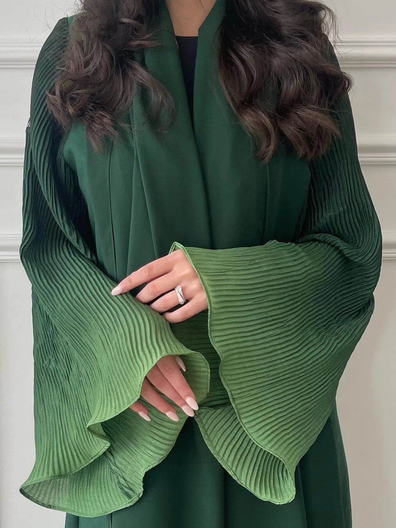 Open Front Abaya Muslim Flare Sleeve Casual Arabian Abayas Middle-East Elegant Turkey Kaftans Women Jilbabs Islamic Maxi Dresses