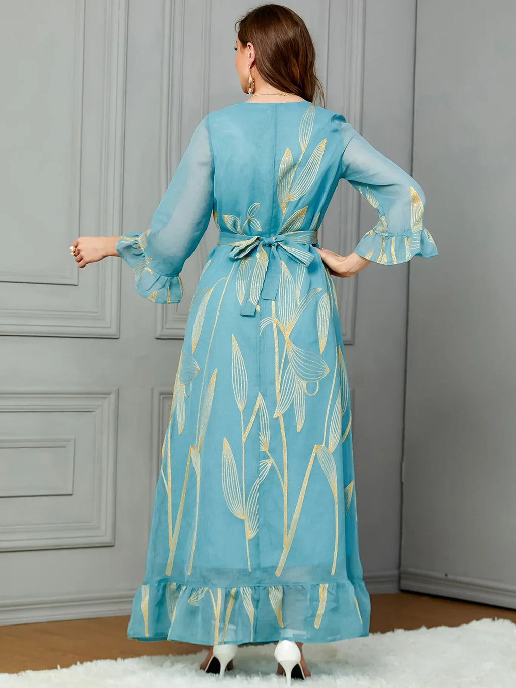 Arabia Muslim Women Modest Dress Eid Djellaba Dubai Embroidery Abaya Islamic Kaftan Party Turkey Long Clothes Femal