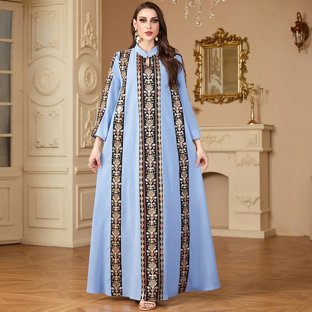 Elegant Abaya Embroidery Muslim Dress for Women Dubai Kaftan Eid Djellaba Caftan Marocain Femme Jalabiya Islam Clothing Vestidos