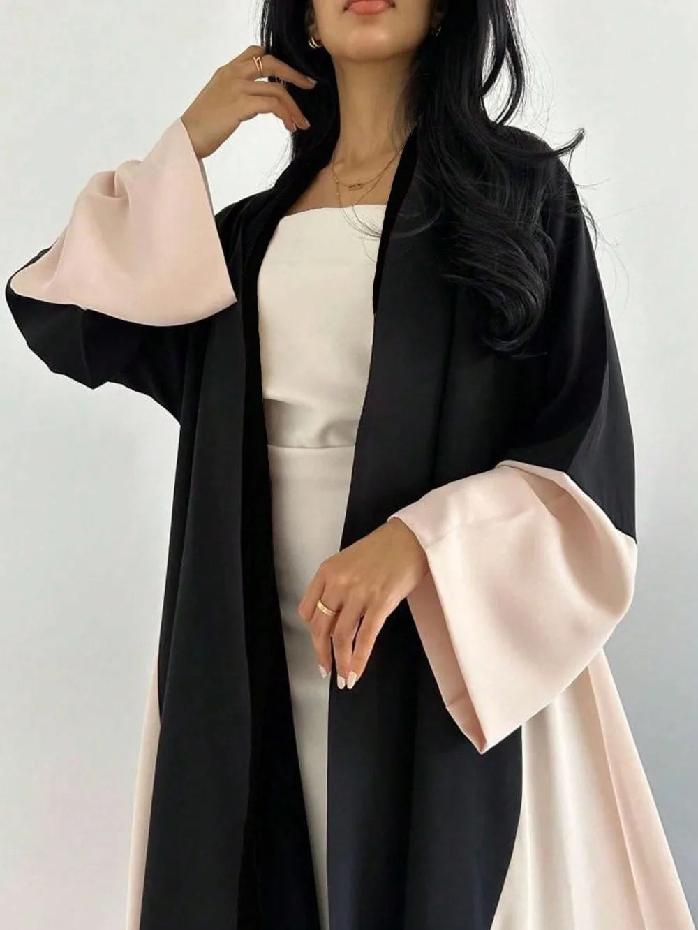 Muslim women Open Front Abaya Casual Kaftans Islamic Full Sleeve