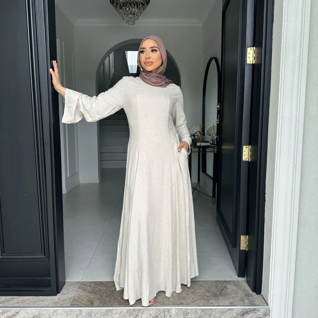 Saudi Arabia Muslim Women Modest Dress Eid Ramadan Djellaba Long Robe Dubai Abayas Islamic Kaftan Caftan Turkey Lace-up Clothes