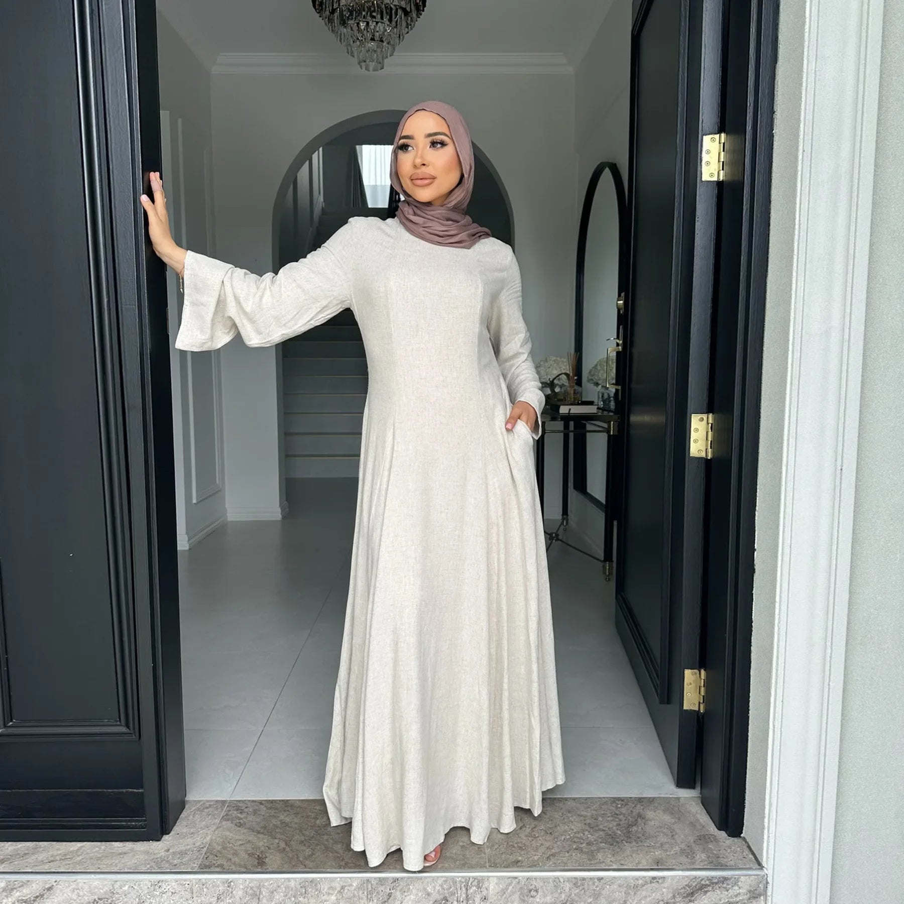Saudi Arabia Muslim Women Modest Dress Eid Ramadan Djellaba Long Robe Dubai Abayas Islamic Kaftan Caftan Turkey Lace-up Clothes