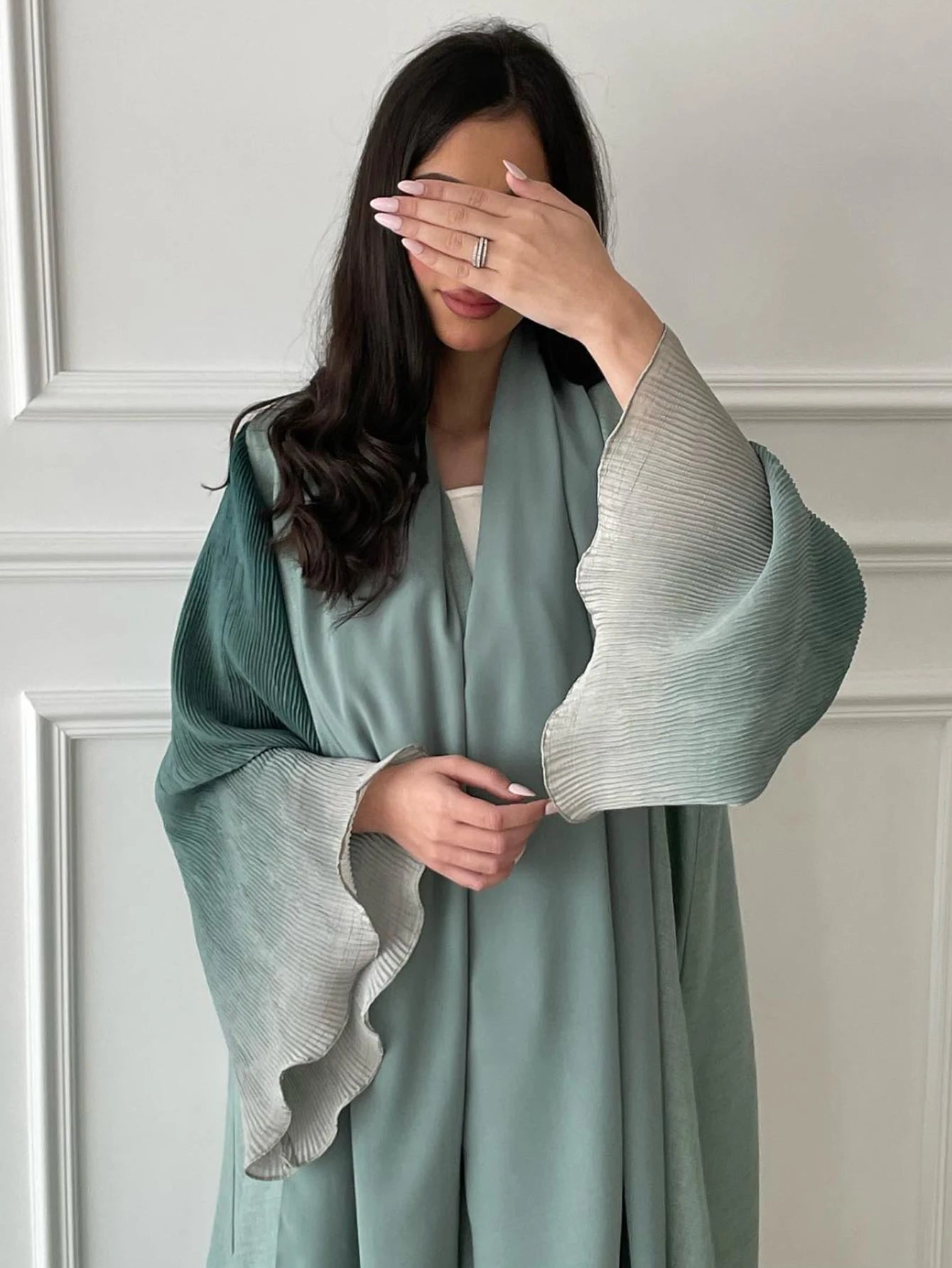 Open Front Abaya Muslim Flare Sleeve Casual Arabian Abayas Middle-East Elegant Turkey Kaftans Women Jilbabs Islamic Maxi Dresses