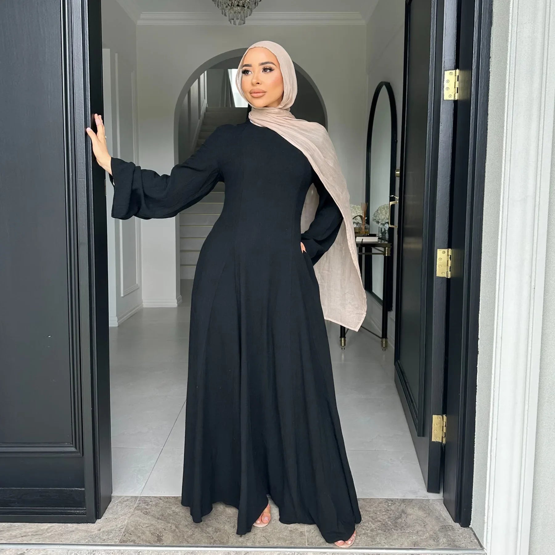Saudi Arabia Muslim Women Modest Dress Eid Ramadan Djellaba Long Robe Dubai Abayas Islamic Kaftan Caftan Turkey Lace-up Clothes