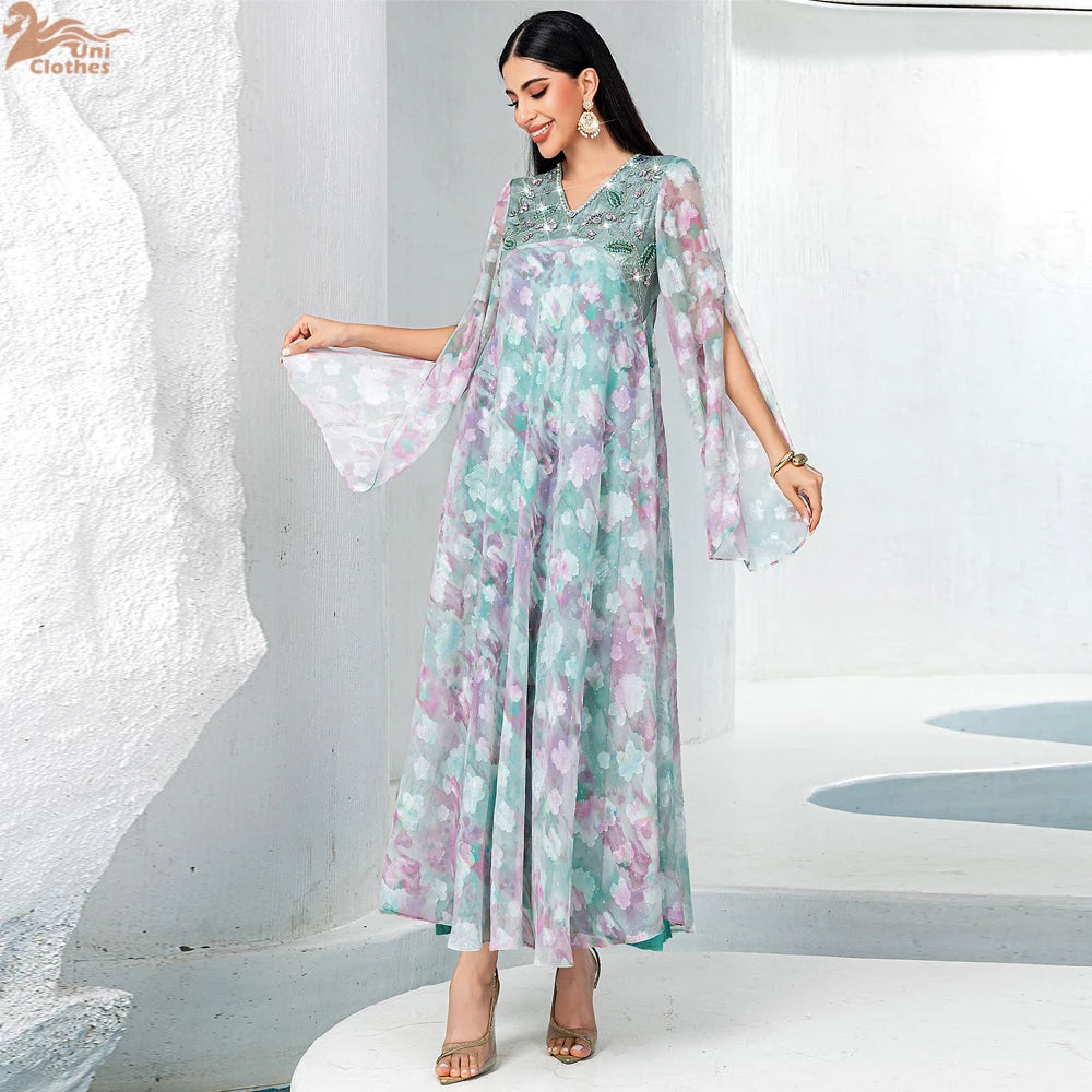 Dubai Flare Sleeve Abaya Prayer Clothes Women Modest Muslim Fashion  Kaftan Vestido