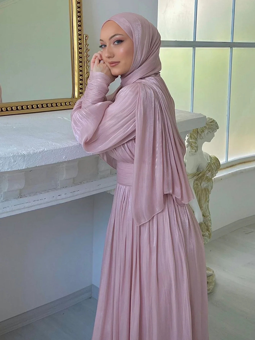 Eid Women Party Dress Abaya Muslim Silky Jalabiya Ramadan Vestidos Largos Dresses Arab Long Robe Morocco Dubai Kaftan Elegant
