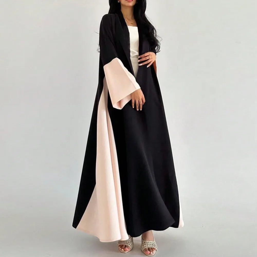 Muslim women Open Front Abaya Casual Kaftans Islamic Full Sleeve