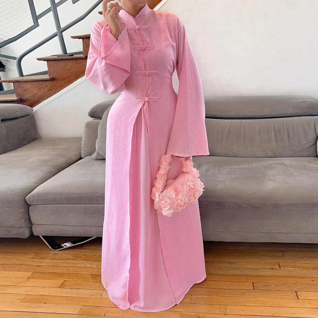 Eid 2 Piece Travel Abaya Set with Inner Dress Muslim Sets Islamic Clothes Elegant Abayas for Women Dubai Kaftan Turkish Dresses