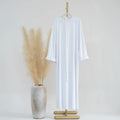 Modest Rib Knit Abaya Dress Muslim Women Clothing, Casual Hijabi Robe Ramadan Eid Dubai Turk Islamic Maxi Dress All-Season Wear