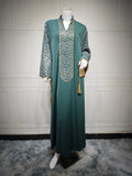 A beautifully crafted Muslim women Moroccan kaftan featuring a relaxed silhouette and elegant detailing for Eid and everyday wear
