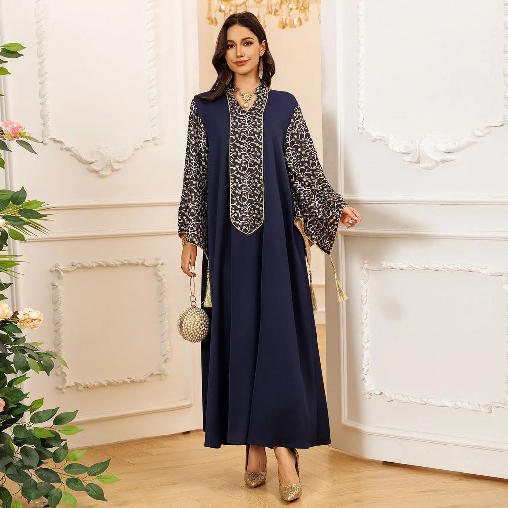 A beautifully crafted Muslim women Moroccan kaftan featuring a relaxed silhouette and elegant detailing for Eid and everyday wear