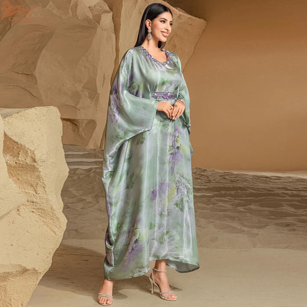 Ramadan Maxi Satin Abaya Dubai Prayer Clothes Women Modest Muslim Evening Dresses Caftan Marocain Robe Femme Musulmane Kaftan