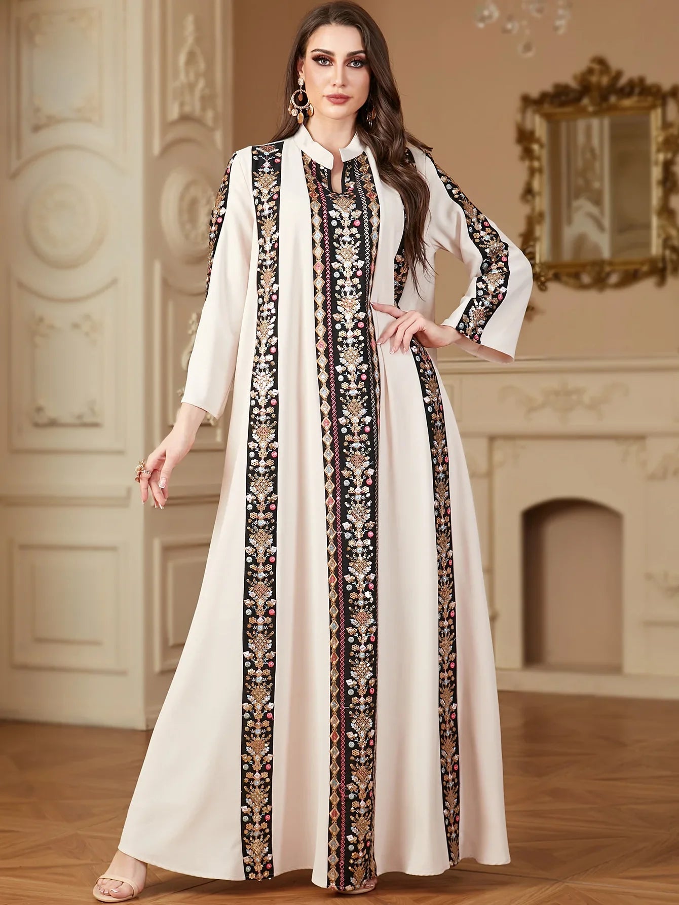 Elegant Abaya Embroidery Muslim Dress for Women Dubai Kaftan Eid Djellaba Caftan Marocain Femme Jalabiya Islam Clothing Vestidos