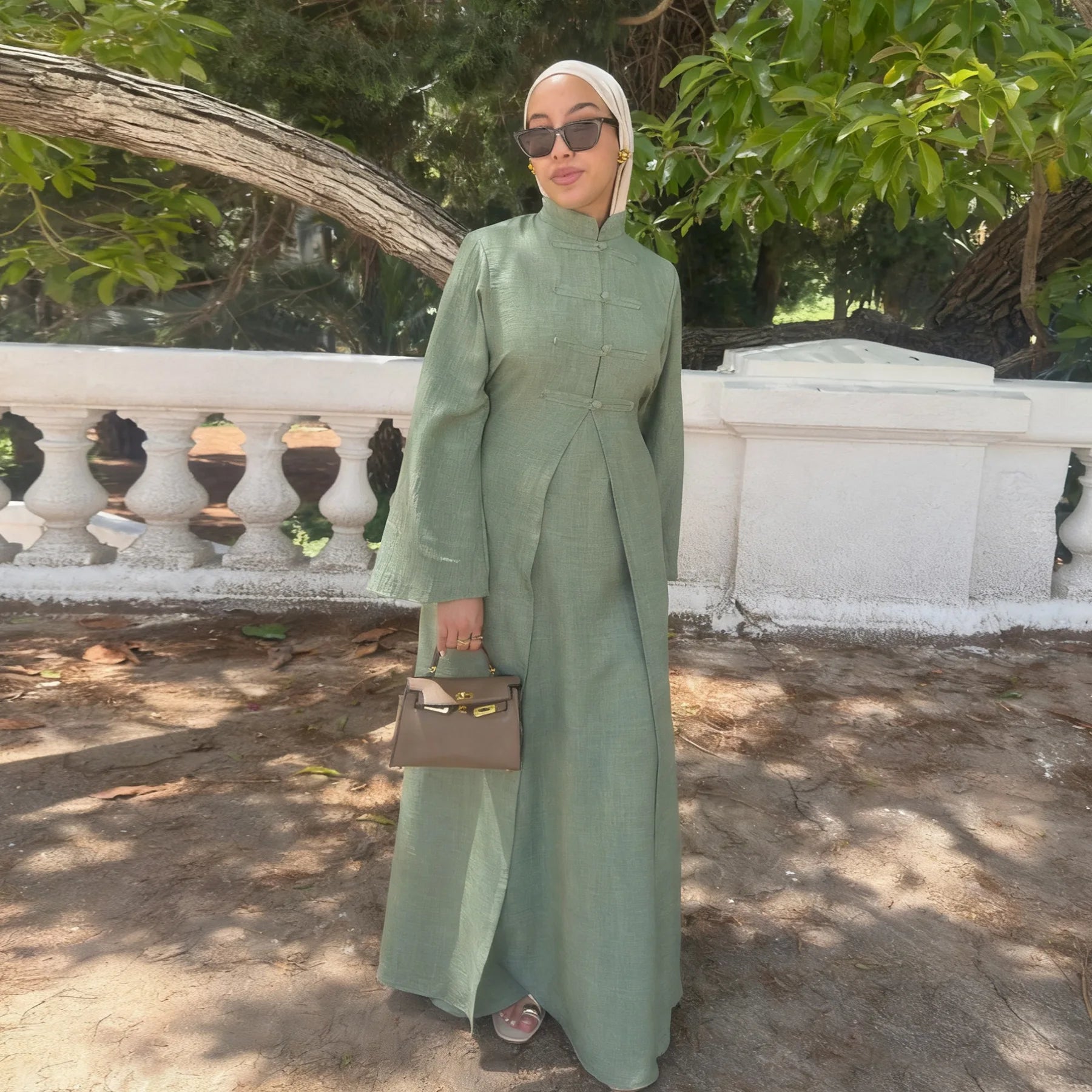 Eid 2 Piece Travel Abaya Set with Inner Dress Muslim Sets Islamic Clothes Elegant Abayas for Women Dubai Kaftan Turkish Dresses