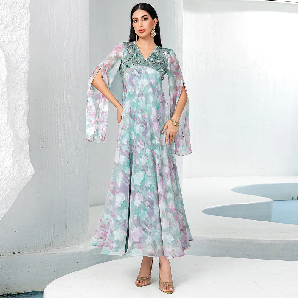 Dubai Flare Sleeve Abaya Prayer Clothes Women Modest Muslim Fashion  Kaftan Vestido
