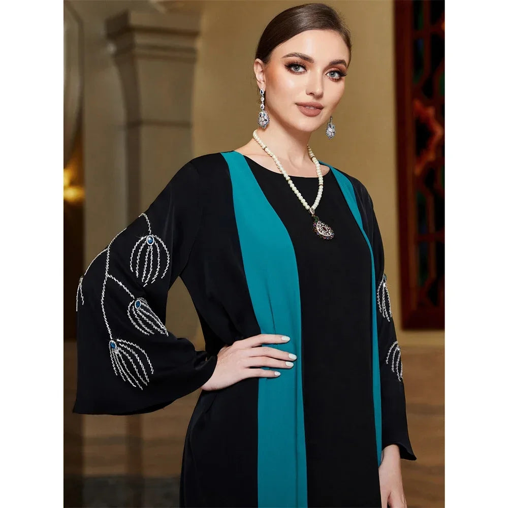 Femme Musulman Lounge Vestidos Morocco Kaftan Women Muslim Diamond Party Dress Eid Kebaya Islamic Jalabiya Ramadan Abaya Kimono