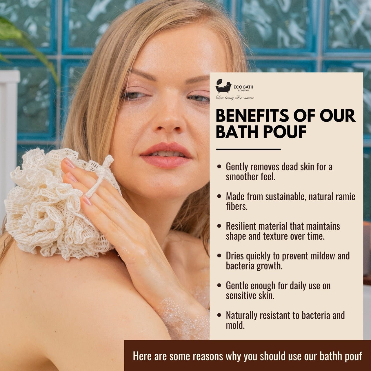 Eco Bath London Ramie Bath Puff - Soft Body Scrubber Bath Sponge
