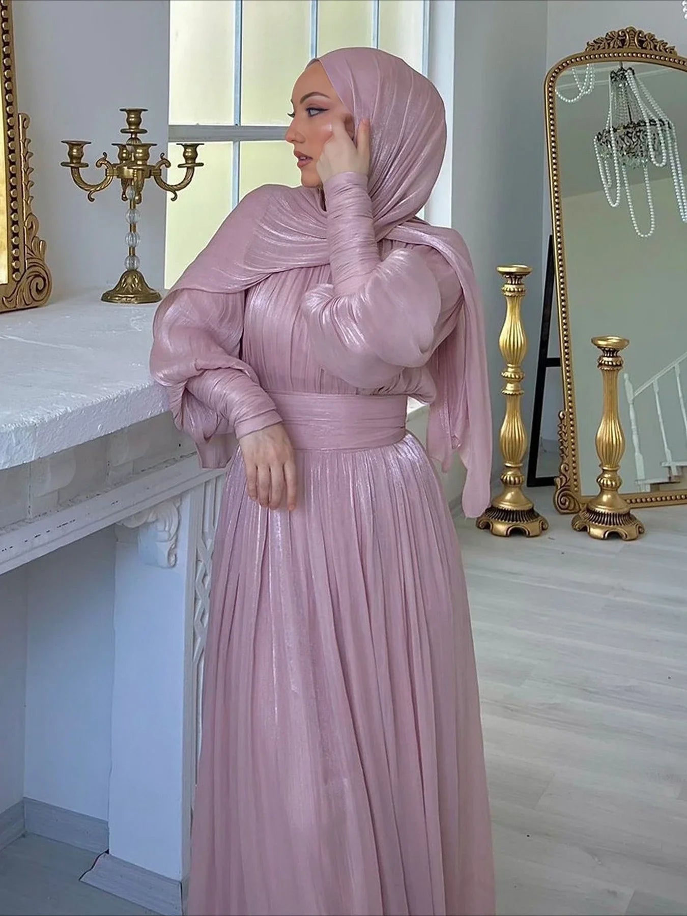 Eid Women Party Dress Abaya Muslim Silky Jalabiya Ramadan Vestidos Largos Dresses Arab Long Robe Morocco Dubai Kaftan Elegant