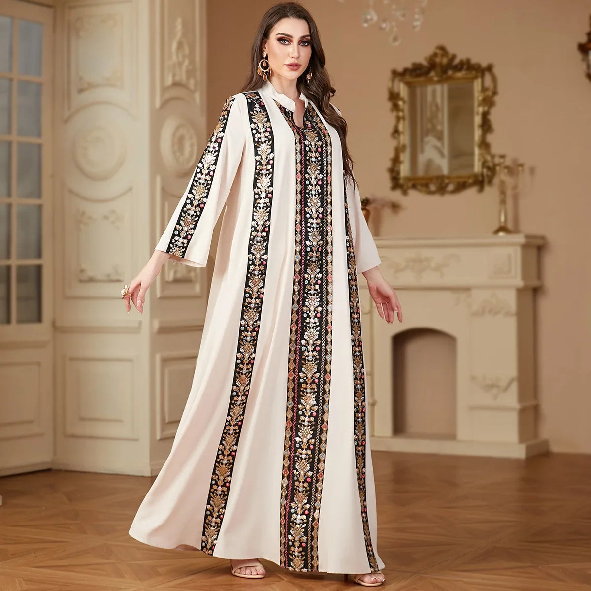 Elegant Abaya Embroidery Muslim Dress for Women Dubai Kaftan Eid Djellaba Caftan Marocain Femme Jalabiya Islam Clothing Vestidos