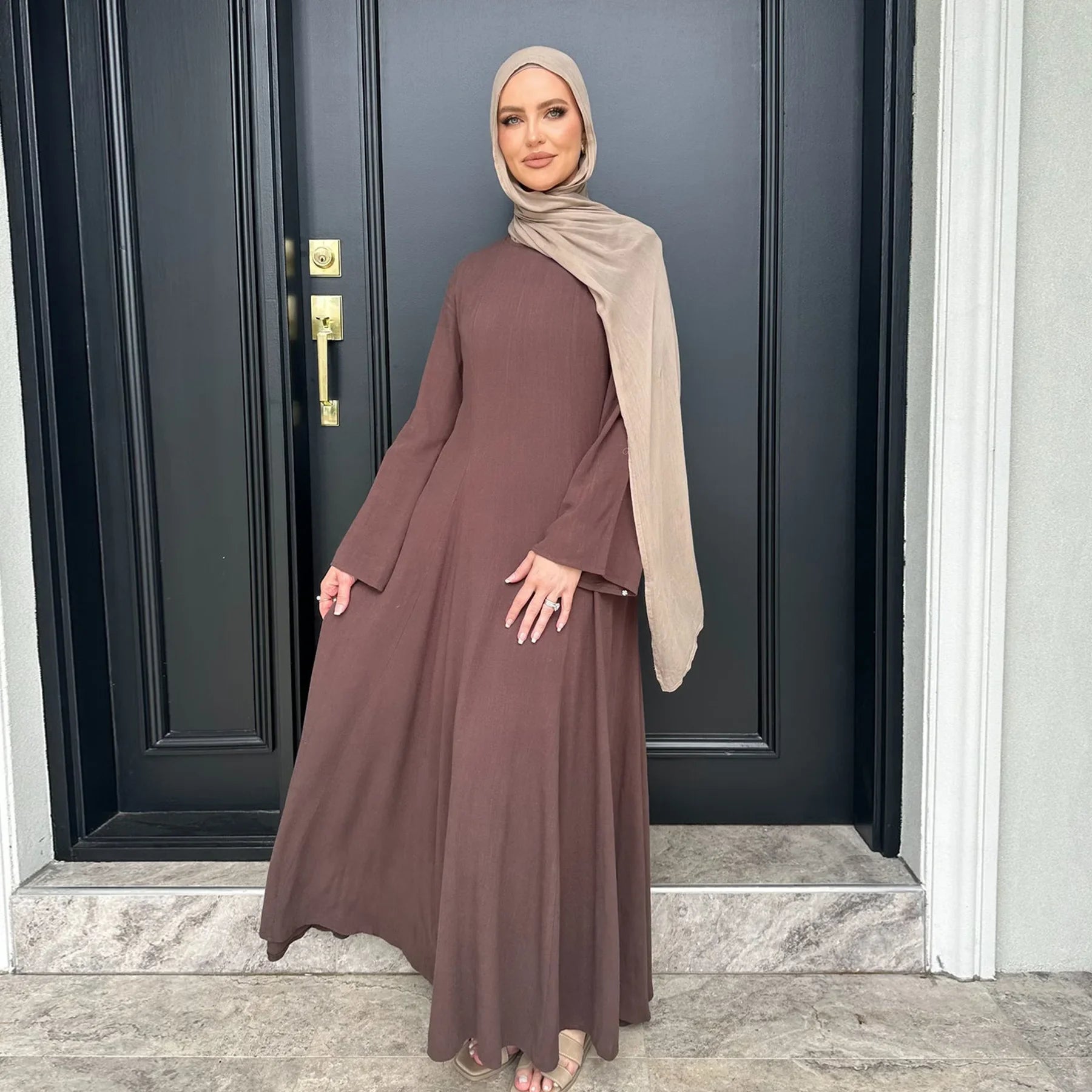 Saudi Arabia Muslim Women Modest Dress Eid Ramadan Djellaba Long Robe Dubai Abayas Islamic Kaftan Caftan Turkey Lace-up Clothes