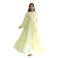 Muslim Woman Modest Ruffles Trim Maxi Dress for Elegant Lantern Sleeve A-Line Long Dresses Islam Femme Ramadan Clothes Vestidos